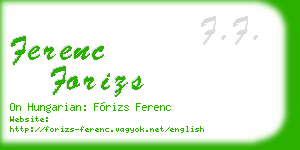 ferenc forizs business card